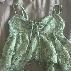 Mint Green Lace Floral Top